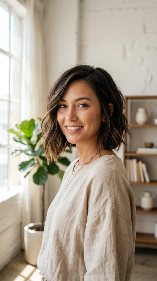 Asymmetrical Mid-Length Bob