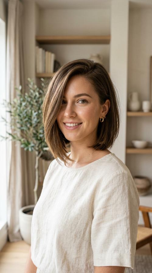 Asymmetrical Side-Part Bob