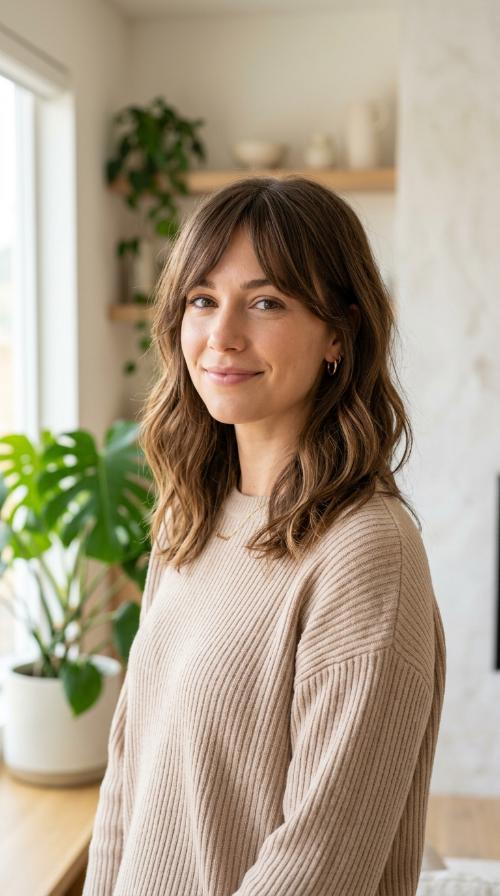 Asymmetrical Side-Swept Curtain Bangs