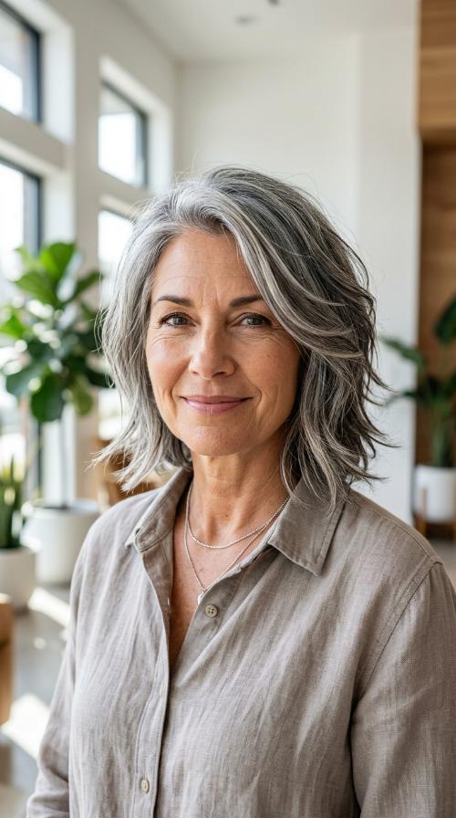 Asymmetrical Silver Mid-Length