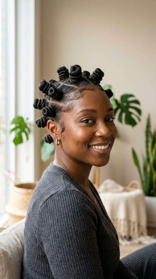 Bantu Knots with Laid Edges