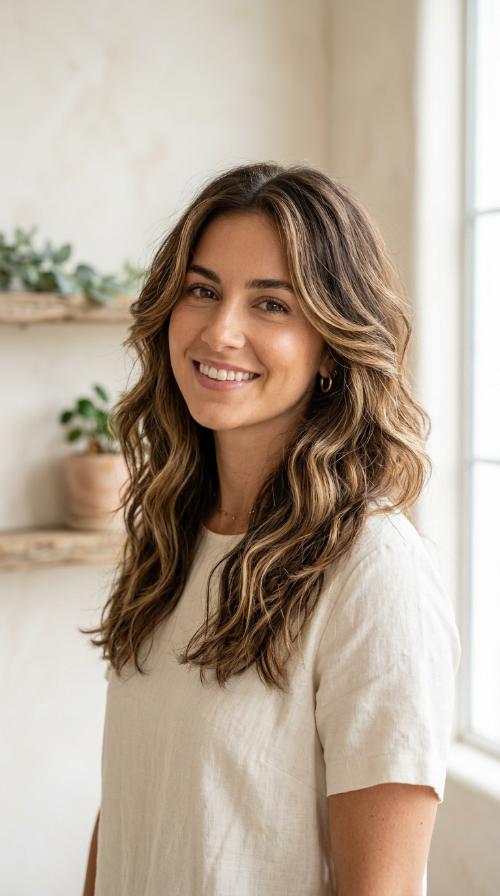 Beach Wave Layers with Sun-Kissed Highlights