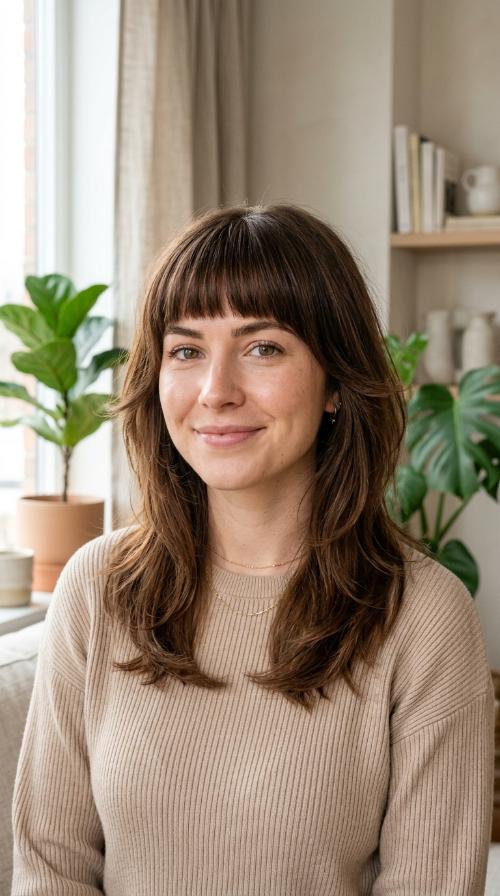 Blunt Bangs with Face-Framing Layers