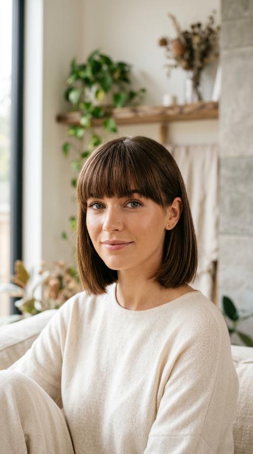 Blunt Cut Bob with Heavy Fringe