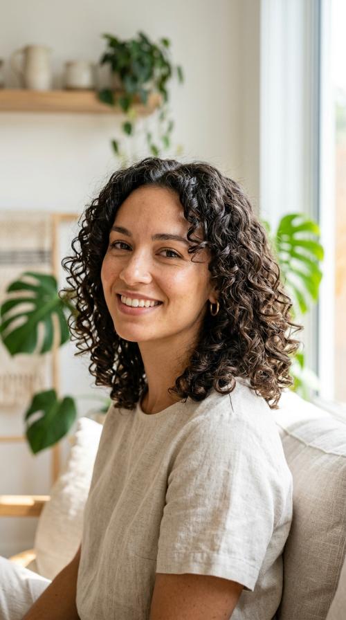 Blunt Cut Curly Midi