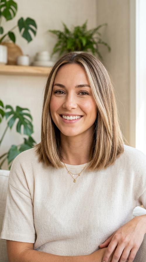 Blunt Cut with Face-Framing Highlights
