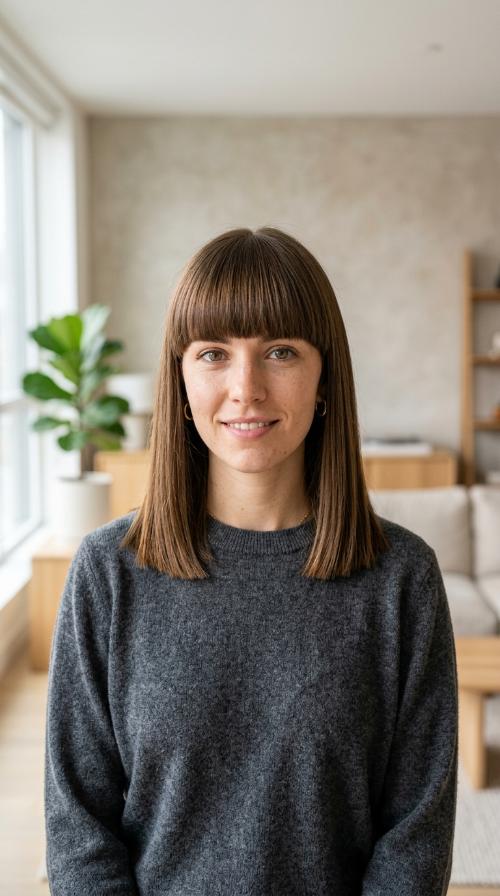 Blunt Cut with Heavy Straight Fringe