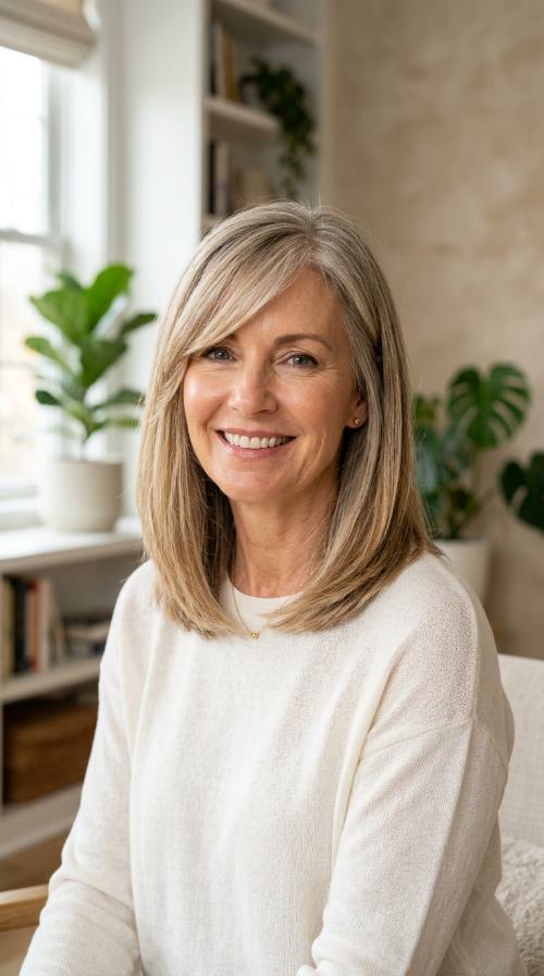 Blunt Cut with Side-Swept Bangs