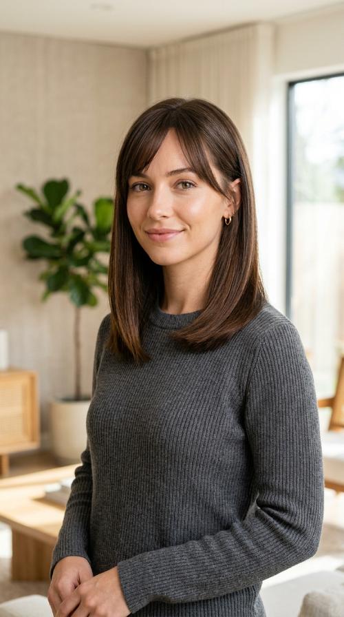 Blunt Cut with Wispy Side Bangs