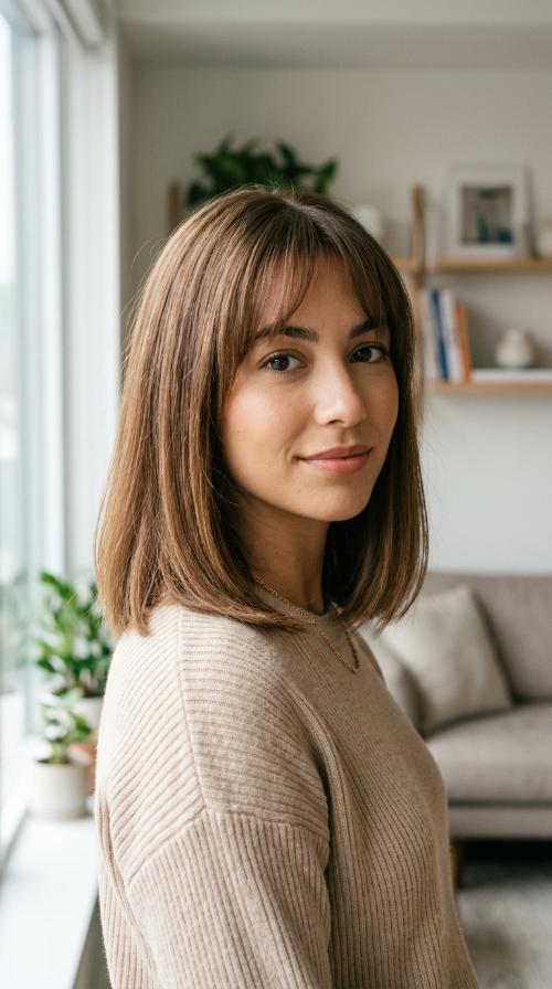 Blunt Ends with Wispy Arched Bangs