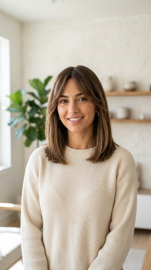 Blunt Lob with Curtain Bangs