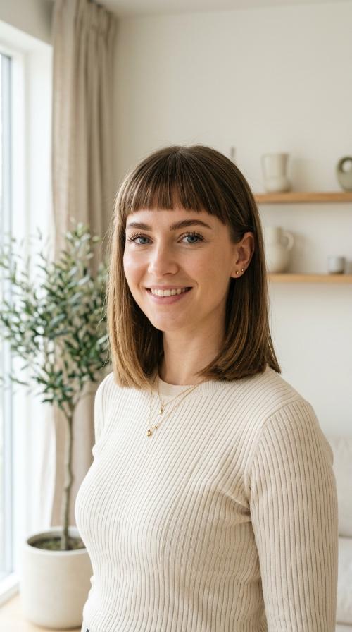 Blunt Lob with Micro-Bangs