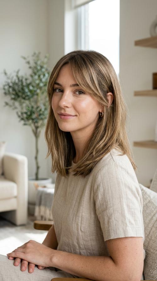 Blunt Medium Cut with Tapered Side Bangs
