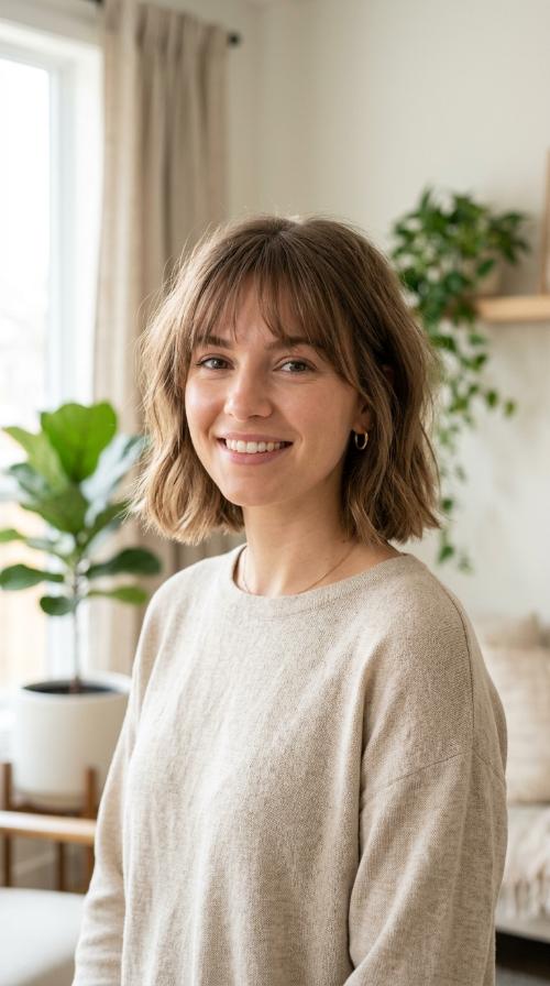 Blunt Mid-Length Cut with See-Through Bangs