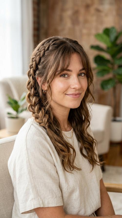 Bohemian Braided Look with Loose Bangs