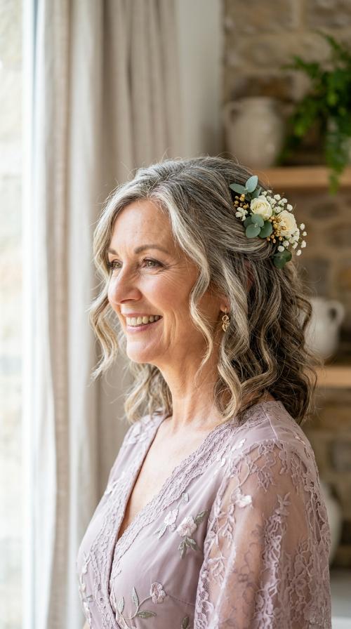 Bohemian Floral-Pinned Waves