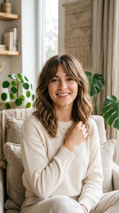 Bohemian Texture with Long Bangs