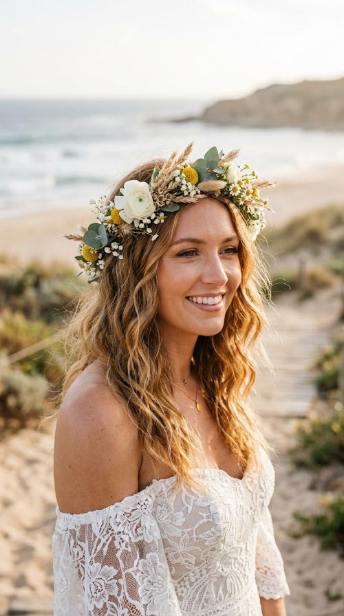 Boho Beachy Texture with Flower Crown
