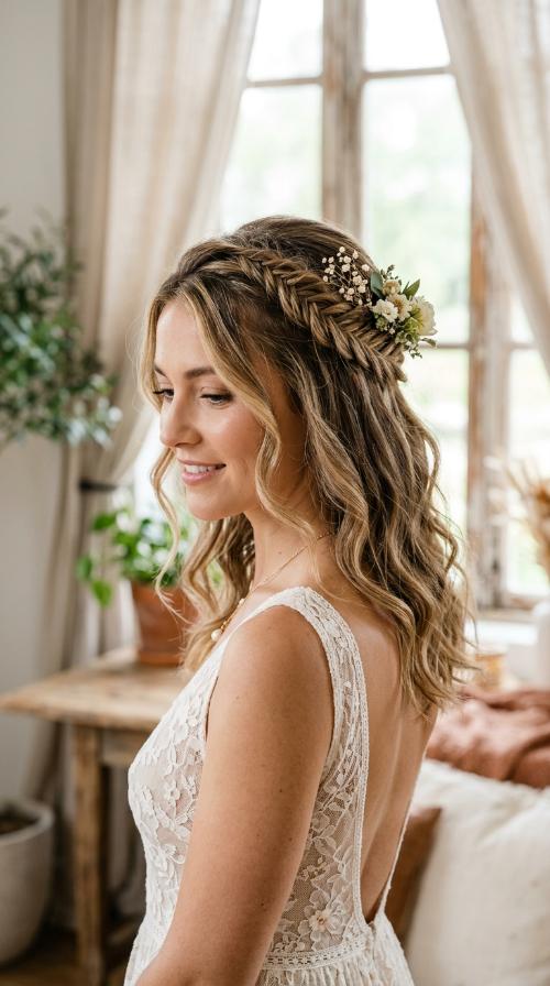 Boho Fishtail Half-Up