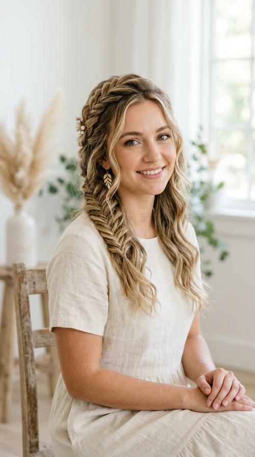 Boho Fishtail Half-Up Style