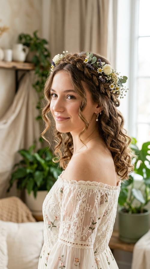 Boho Floral Woven Curls