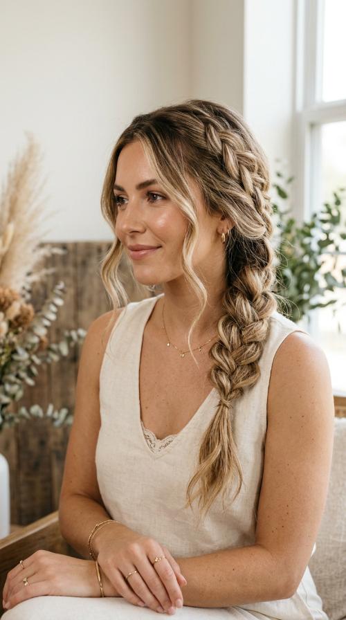 Boho Side Braid with Tendrils