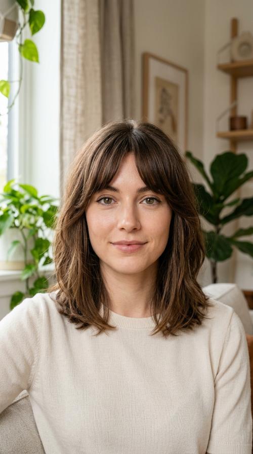 Bottleneck Bangs for Mid-Length Hair