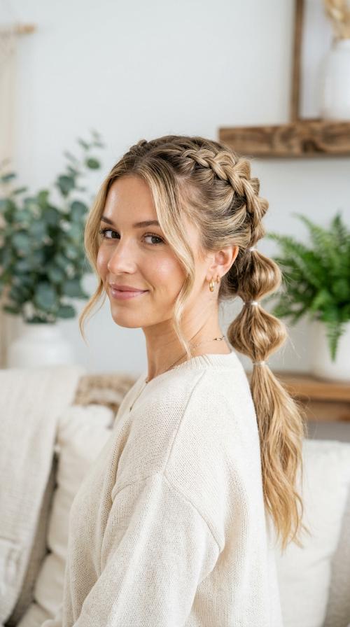 Braided Bubble Ponytail