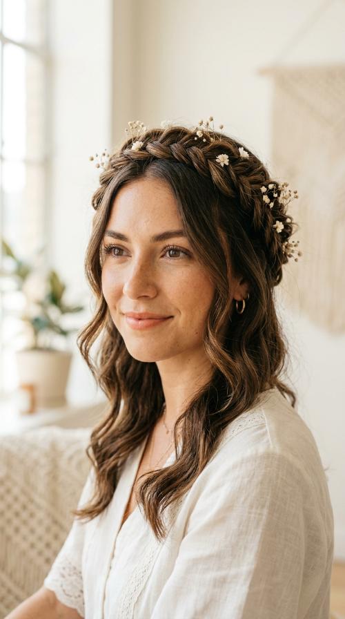 Braided Crown for a Romantic Vibe
