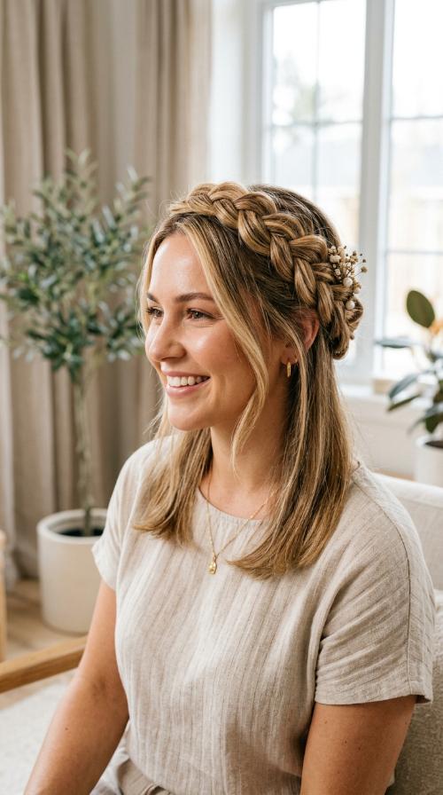 Braided Crown for Golden Balayage