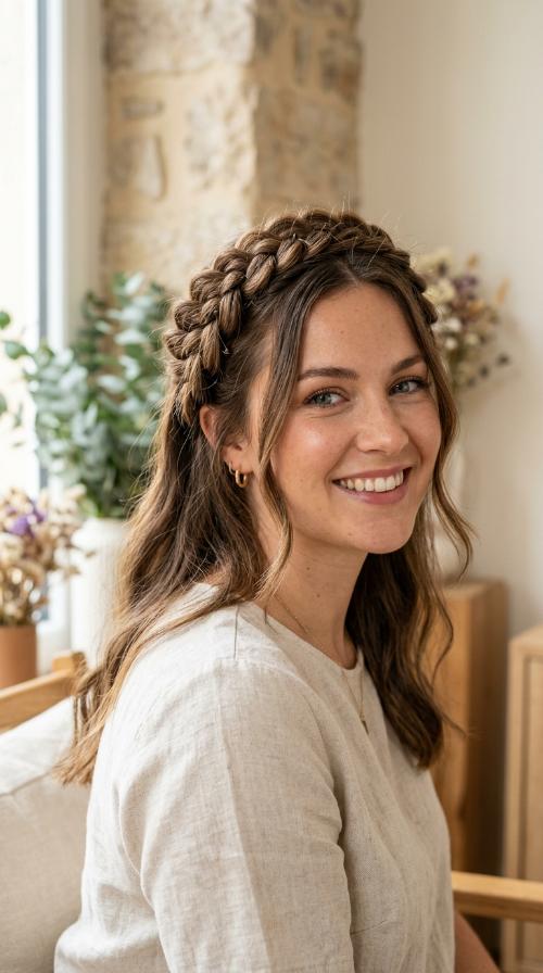 Braided Crown for Medium Hair
