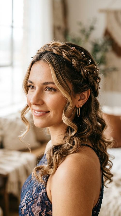 Braided Crown with Curls