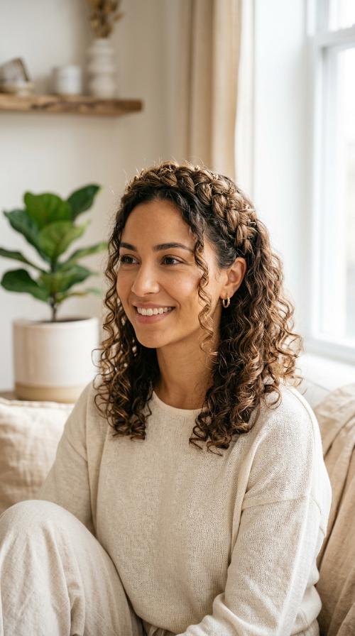 Braided Crown with Curls