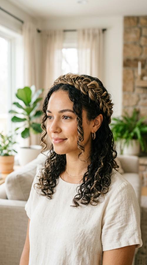 Braided Crown with Curls