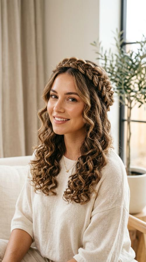 Braided Crown with Curls