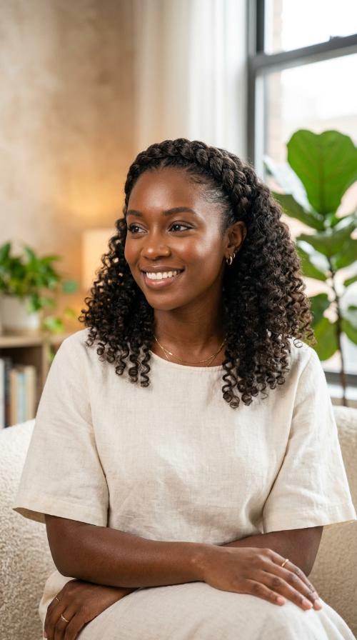 Braided Crown with Free Curls