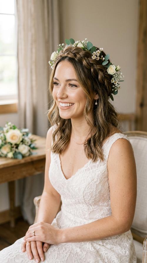Braided Crown with Greenery