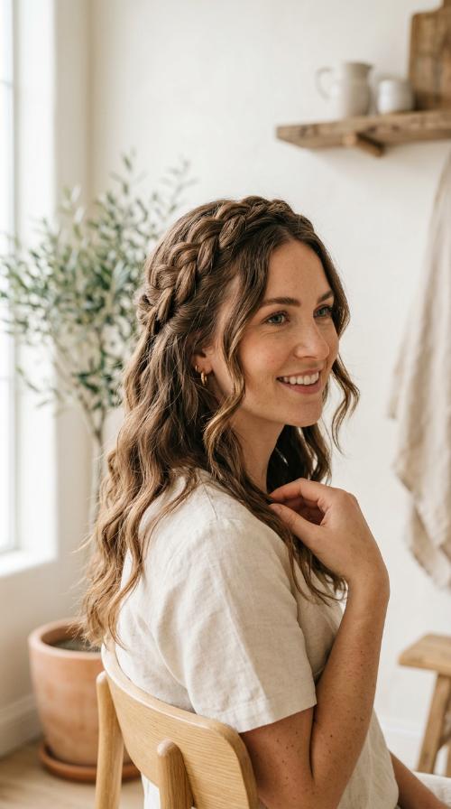 Braided Crown with Loose Ends