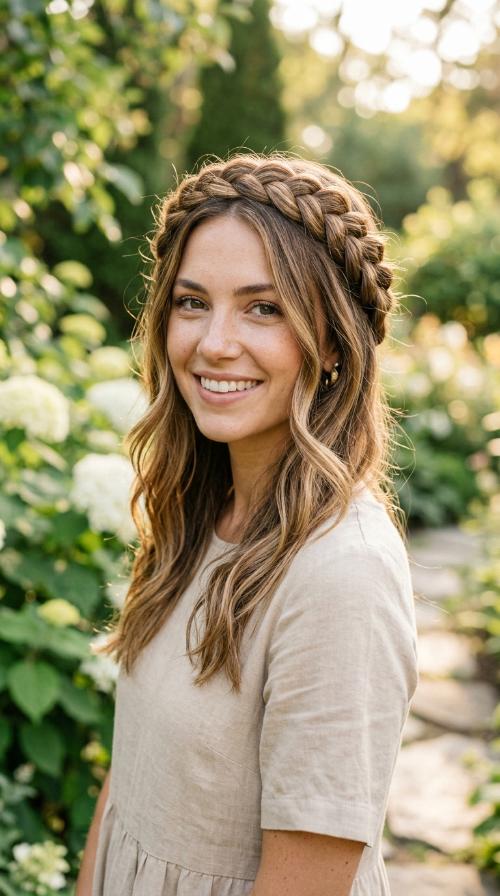 Braided Crown with Loose Ends