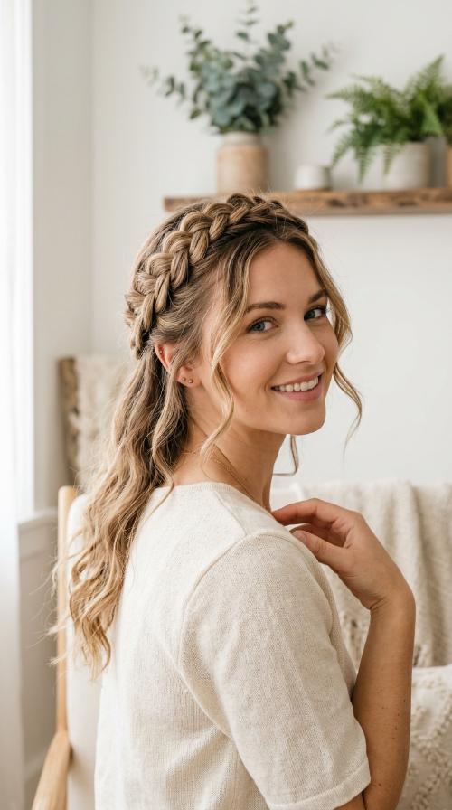 Braided Crown with Loose Ends