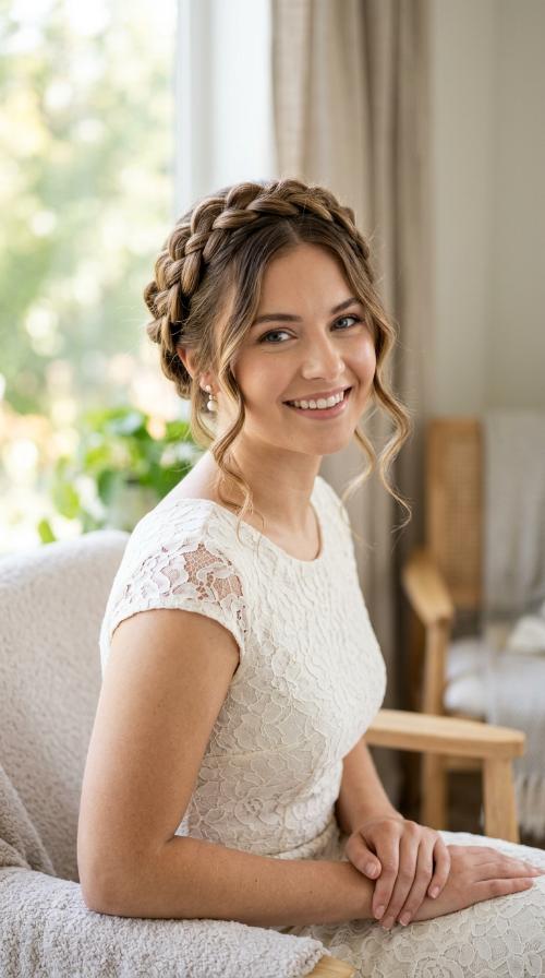 Braided Crown with Loose Tendrils