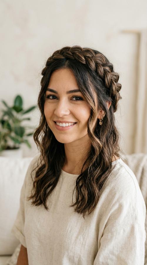 Braided Crown with Loose Tendrils
