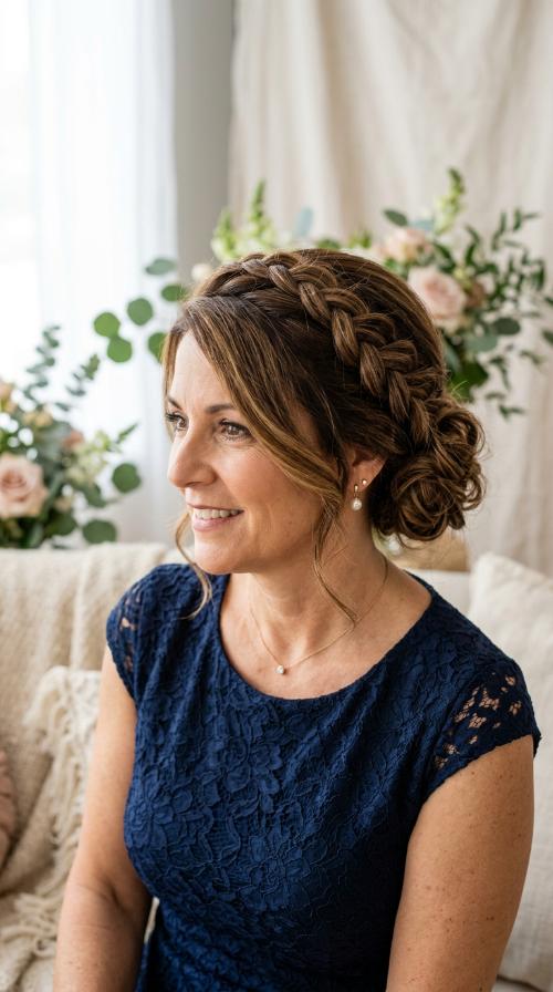 Braided Crown with Low Bun