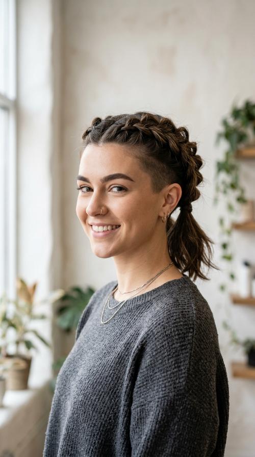 Braided Crown with Nape Shave