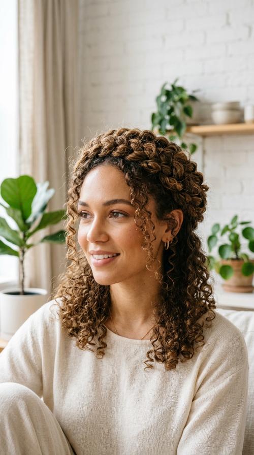 Braided Crown with Natural Texture