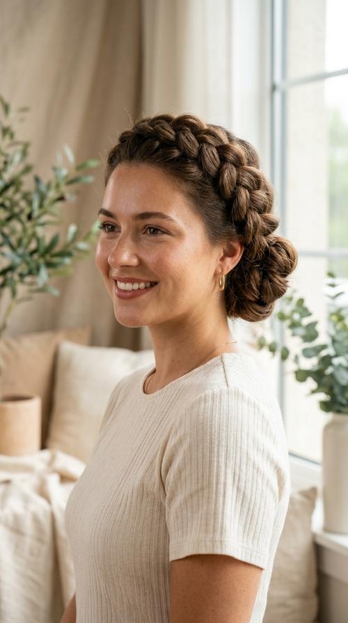 Braided Crown with Voluminous Base