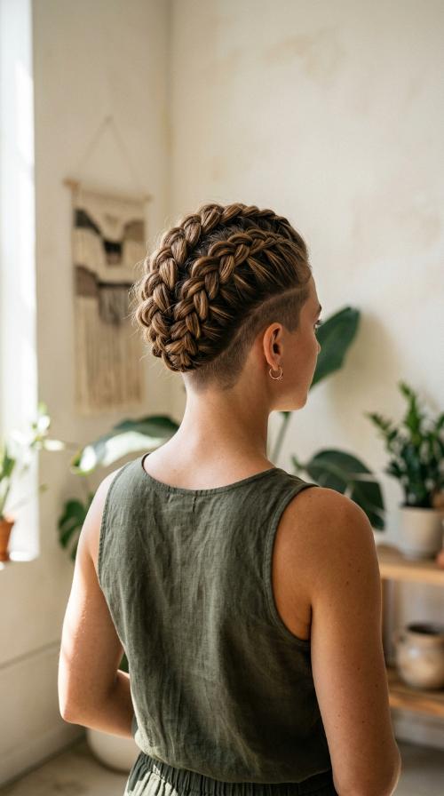 Braided Faux Hawk with Nape Undercut