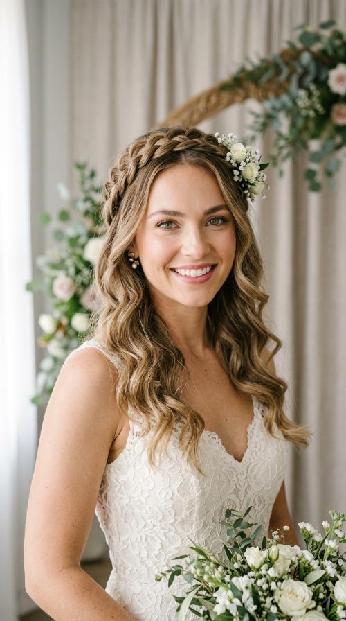 Braided Halo with Loose Beachy Waves