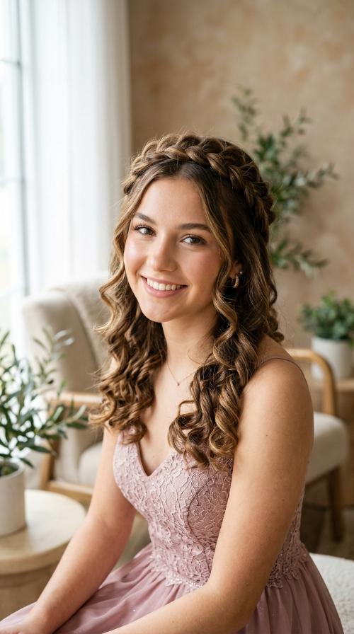 Braided Halo with Soft Ringlets
