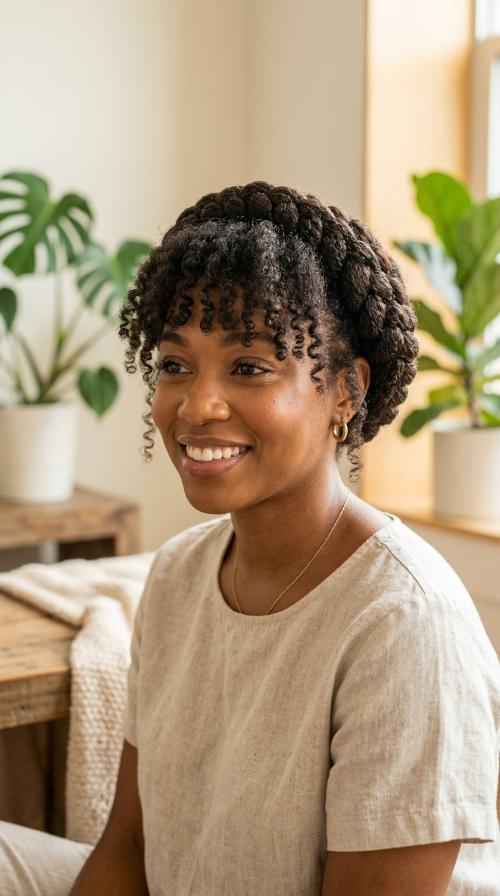 Braided Halo with Textured Fringe